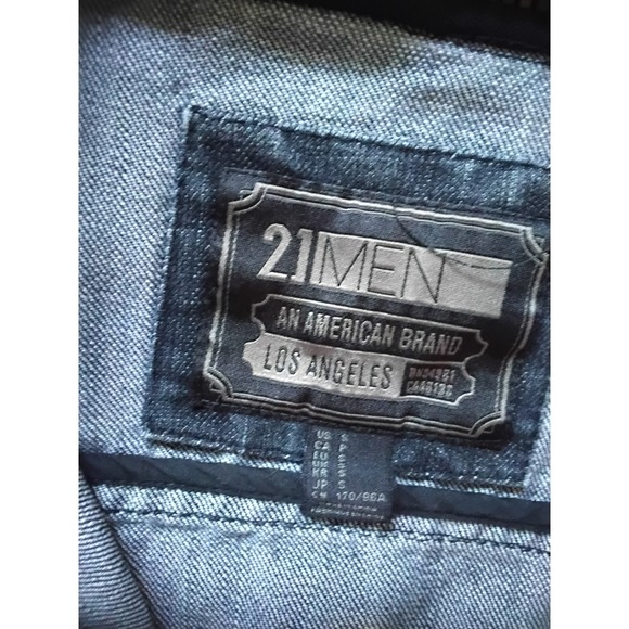 21MEN‎ Denim Jacket with Jersey Knit Hooded Sleeves - Men's Casual Stylish - Picture 3 of 9